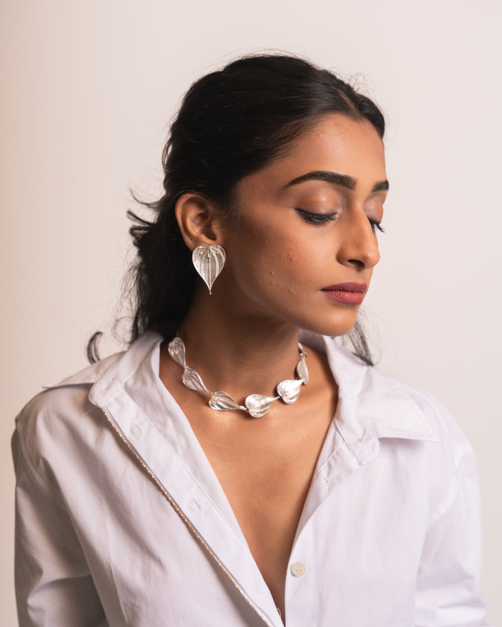 Betel Leaf Studs - Silver