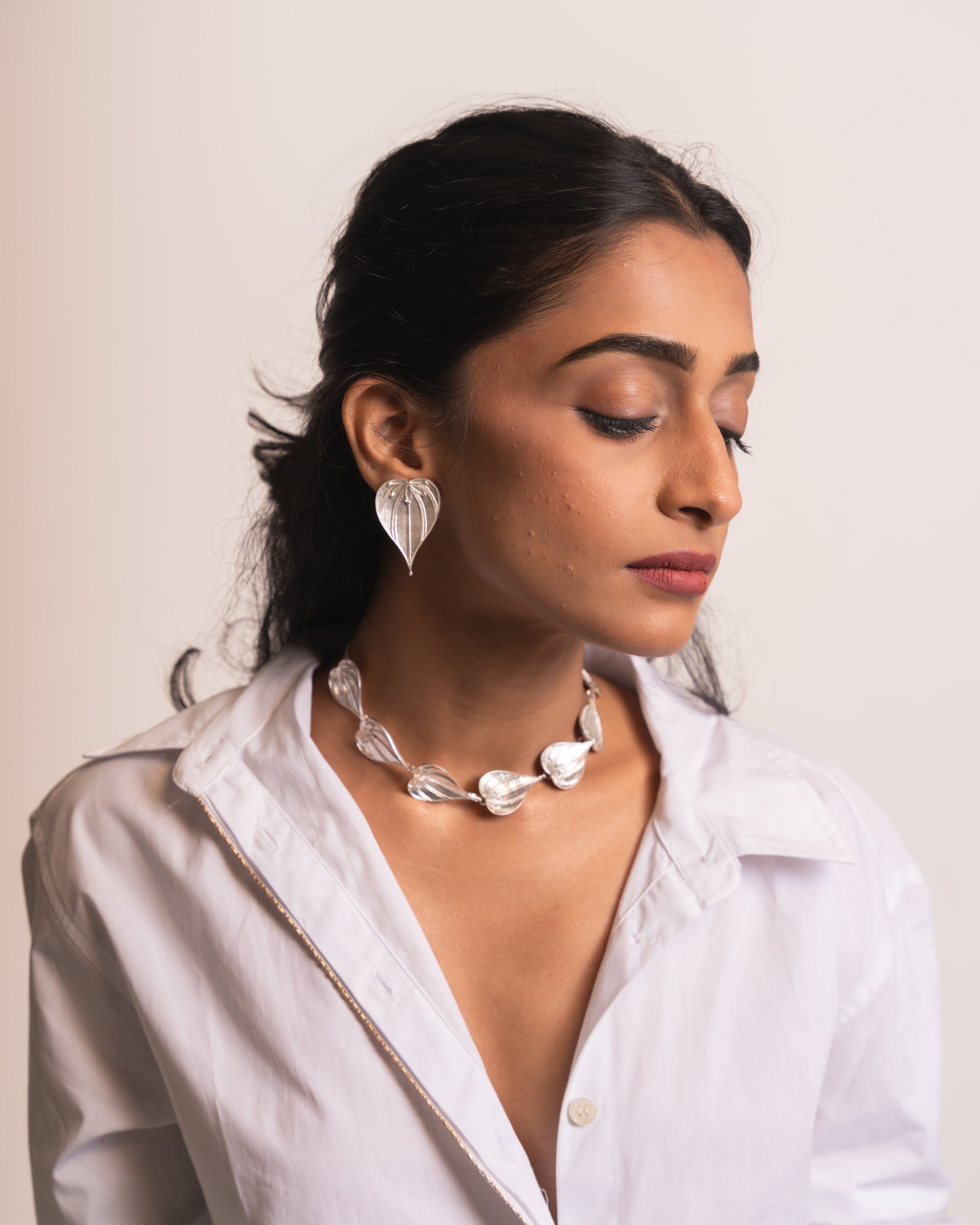 Betel Leaf Studs - Silver