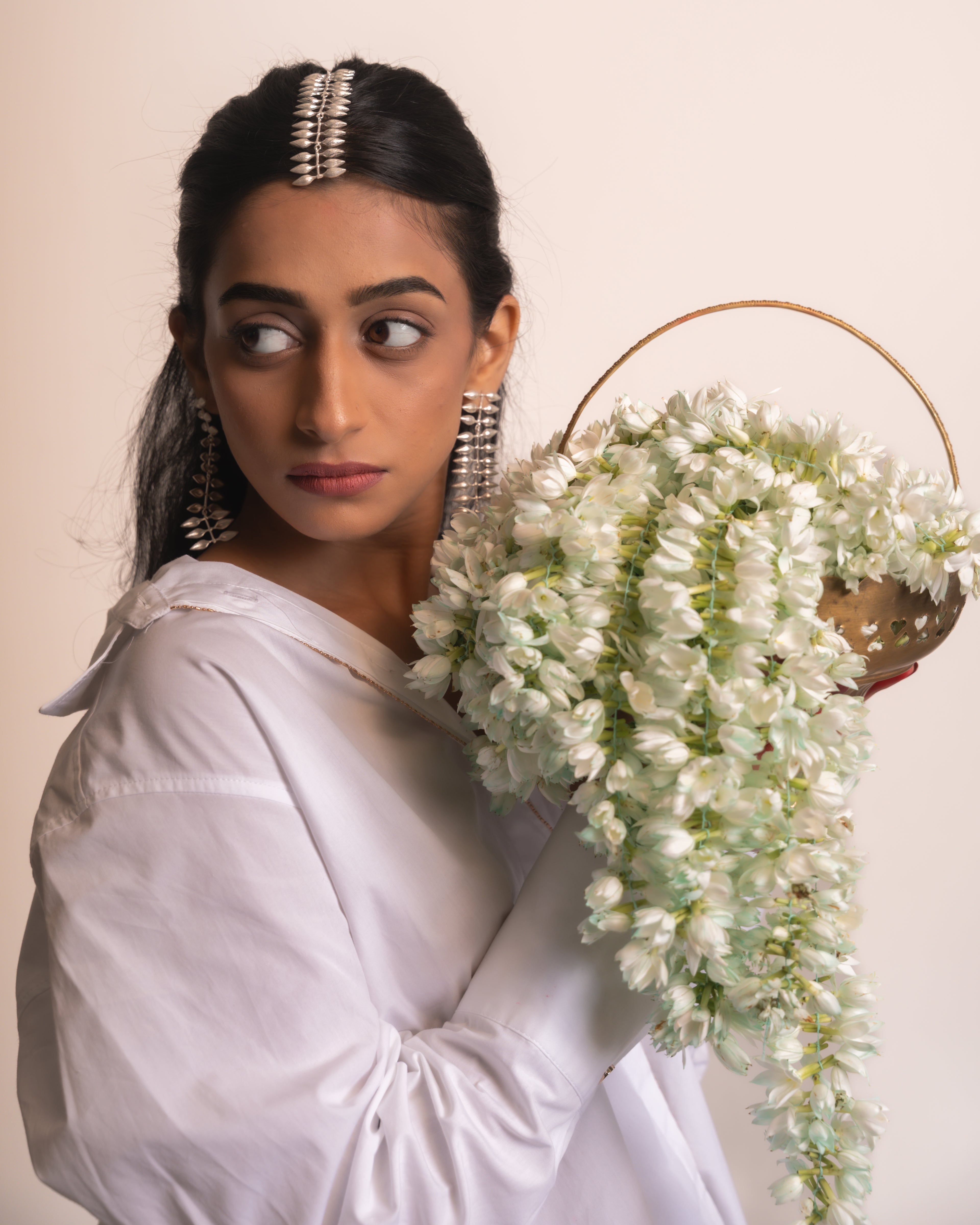 Gajra Forehead Pendant - Spanish Jasmine Silver