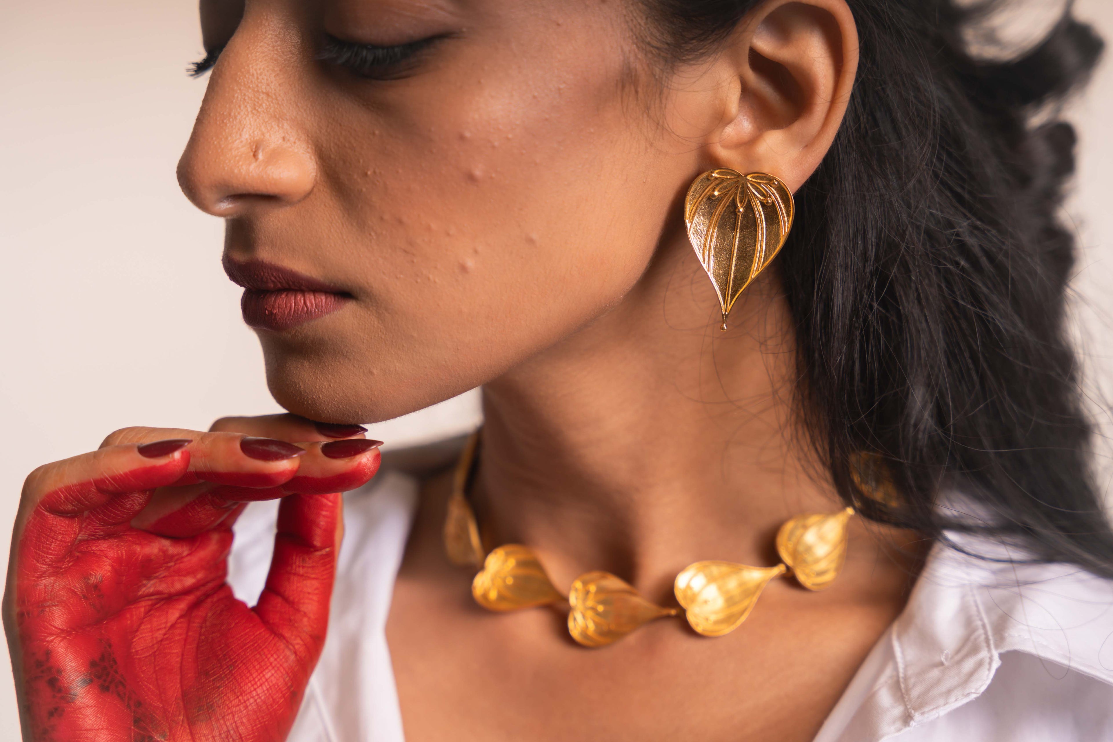 Betel Leaf Studs - Gold